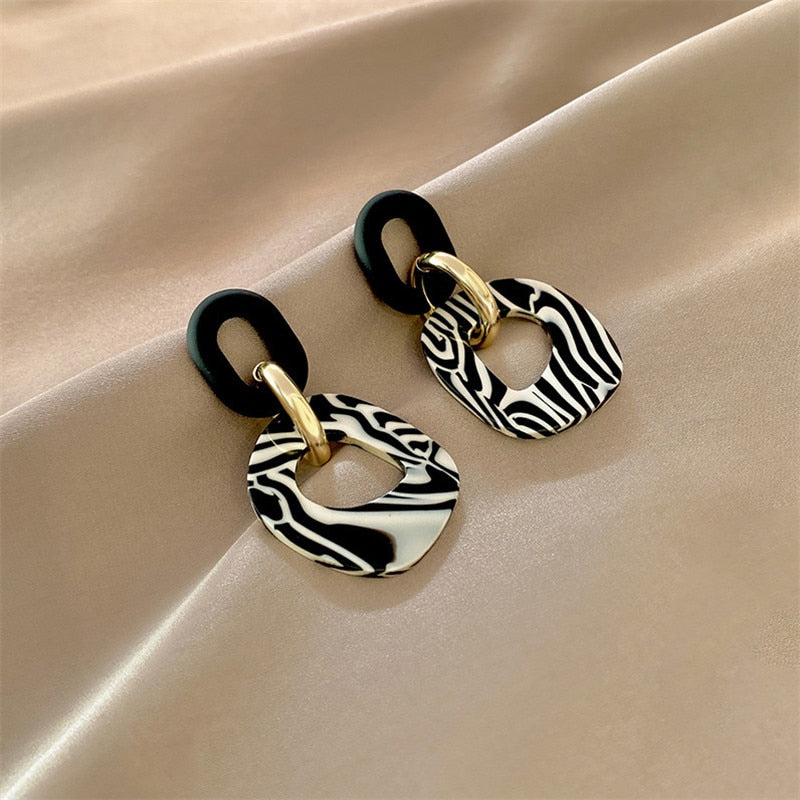 Vintage Acrylic Monochrome Earrings