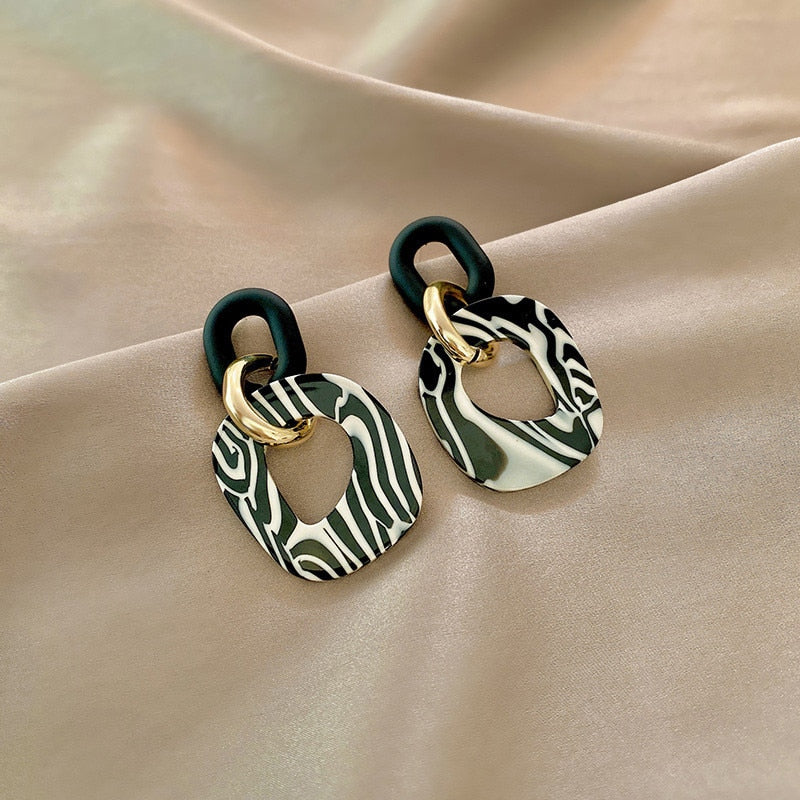 Vintage Acrylic Monochrome Earrings