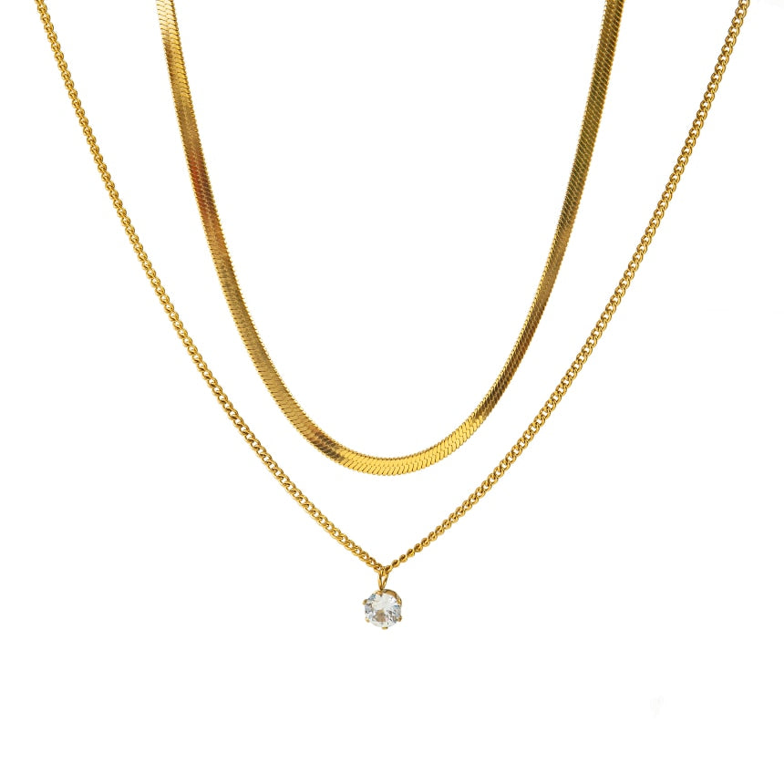 Zircon Charms Thick Chain Choker Necklaces