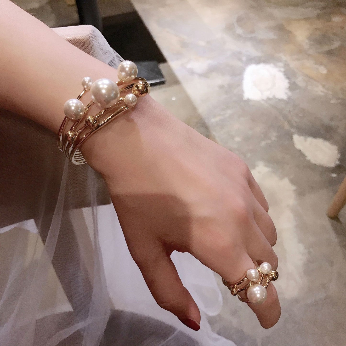 Pearl Opening Bracelet