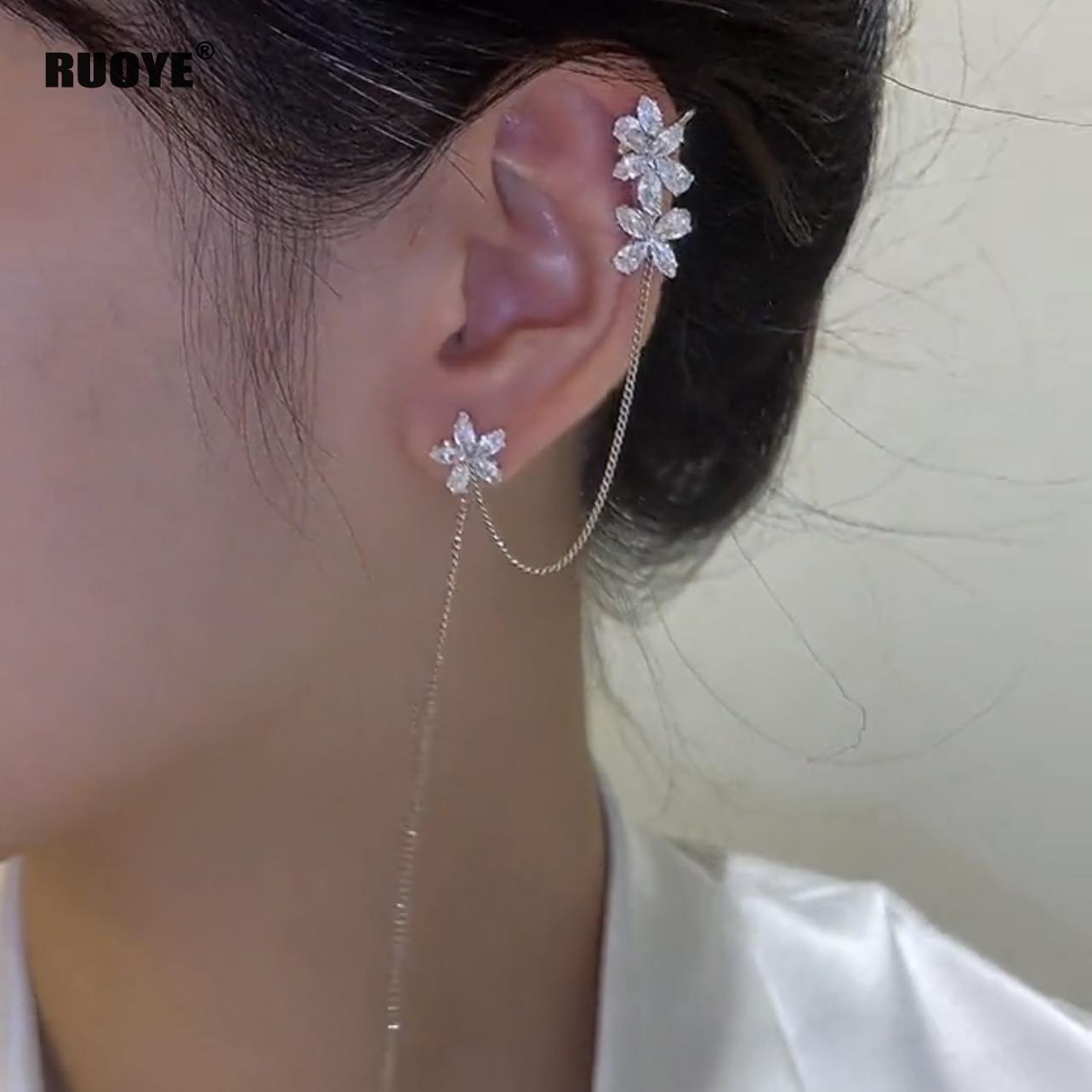 Crystal Flower Long Earring