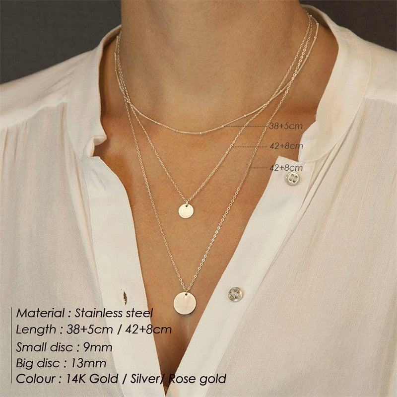 3pcs Separated Stainless Steel Layered Necklace