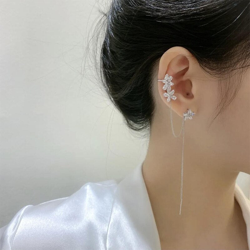 Crystal Flower Long Earring