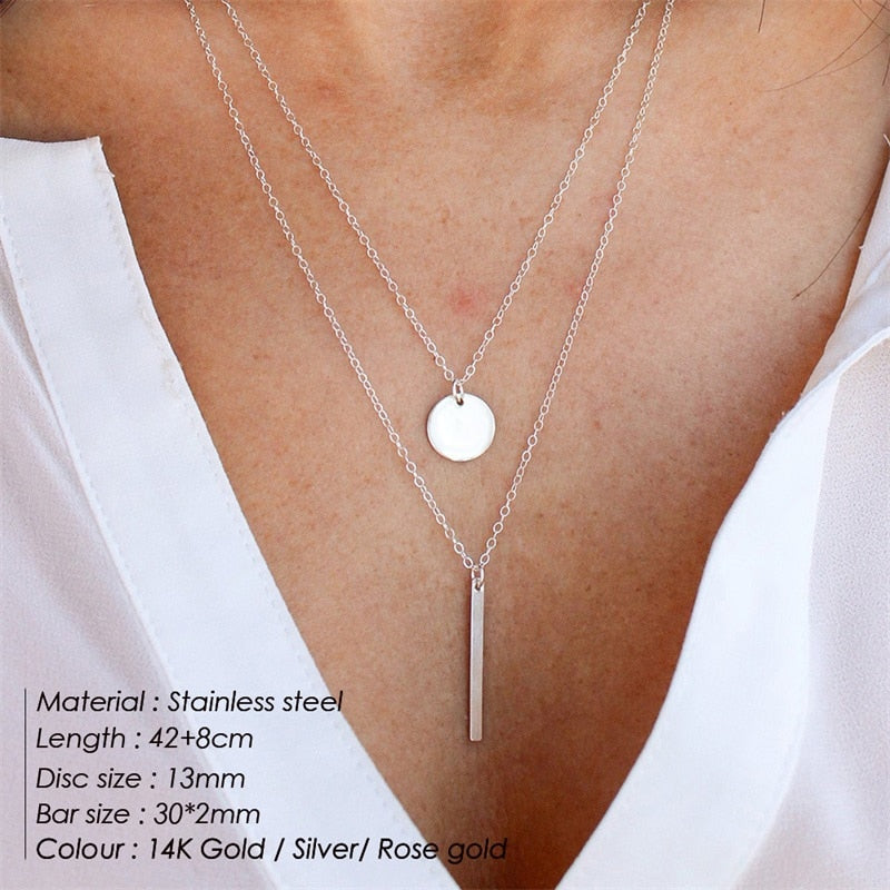 3pcs Separated Stainless Steel Layered Necklace