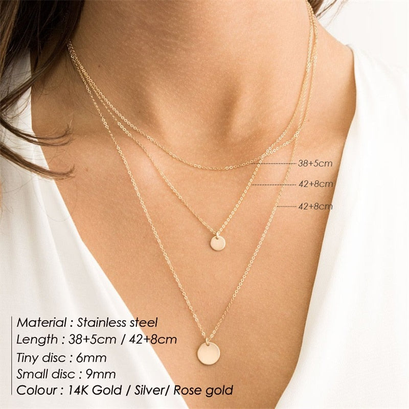 3pcs Separated Stainless Steel Layered Necklace