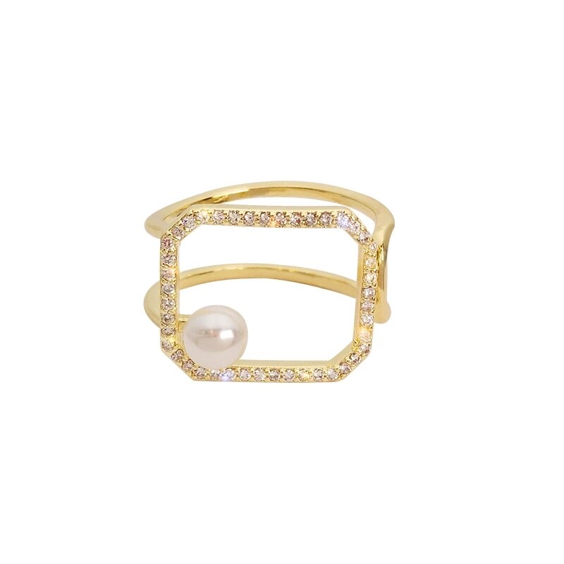 Geometric Round Square Adjustable Rings