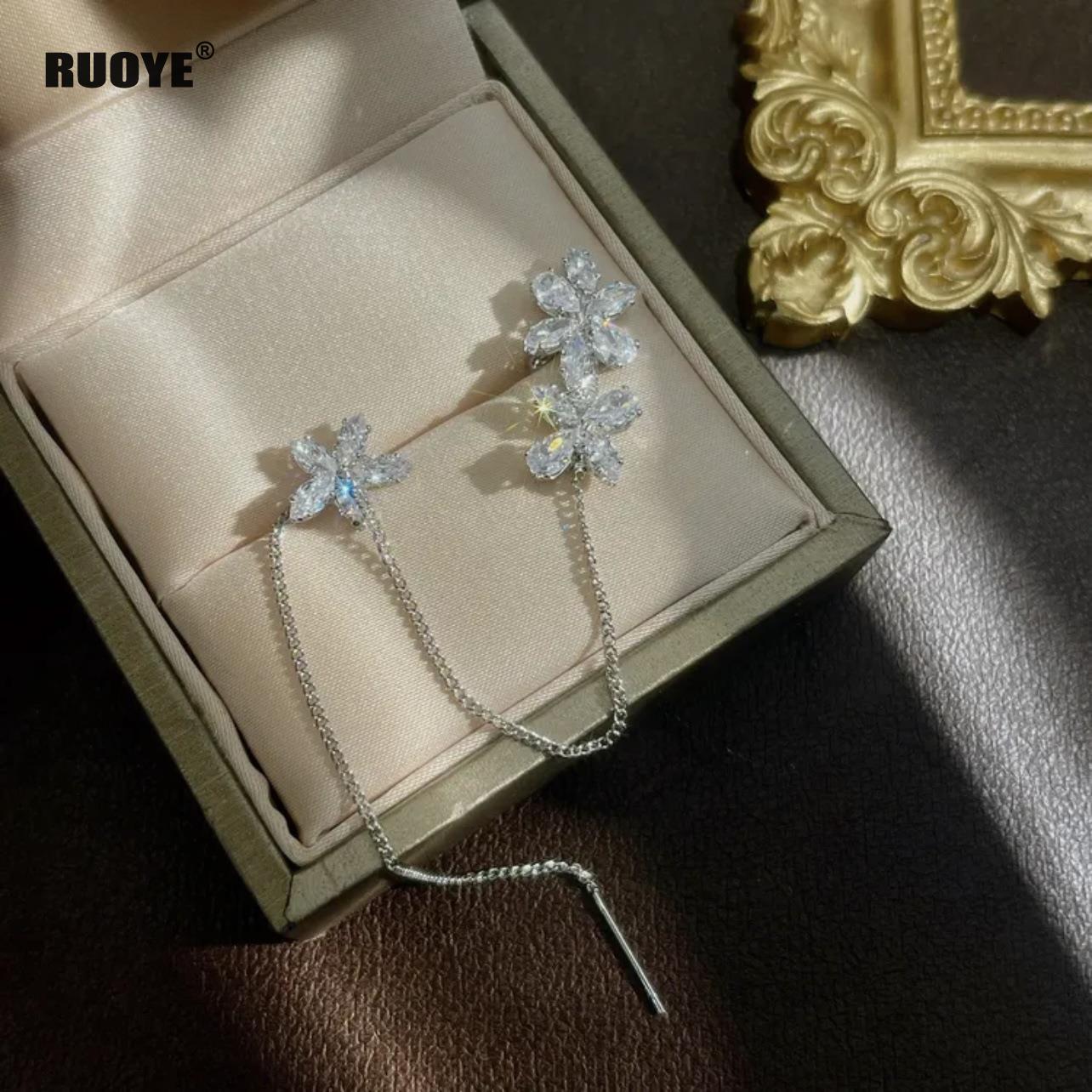 Crystal Flower Long Earring