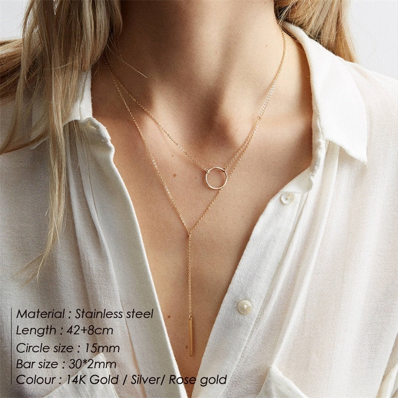 3pcs Separated Stainless Steel Layered Necklace