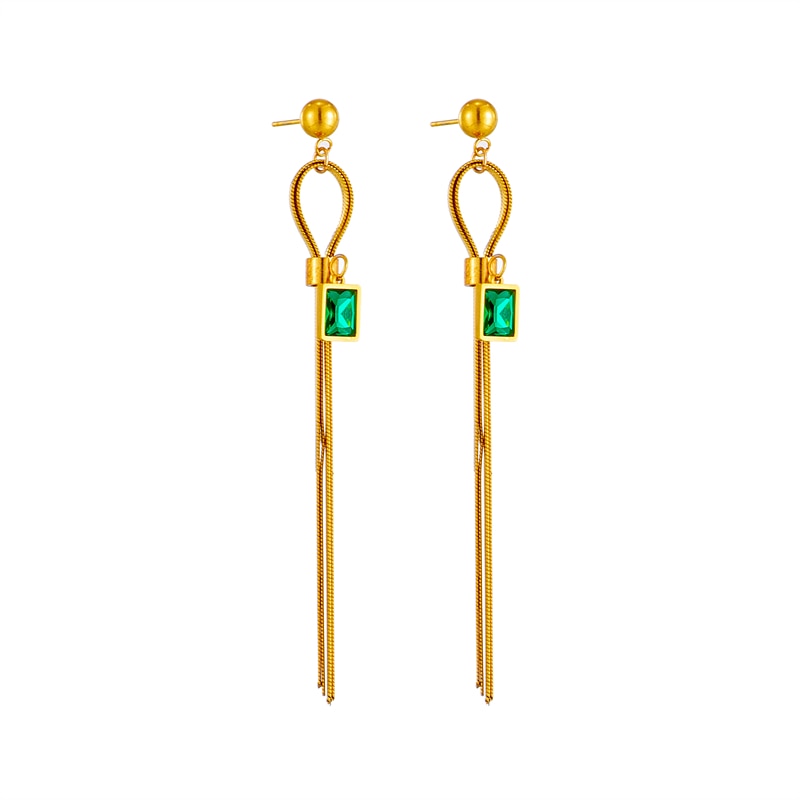 Zircon Long Pendant Earring