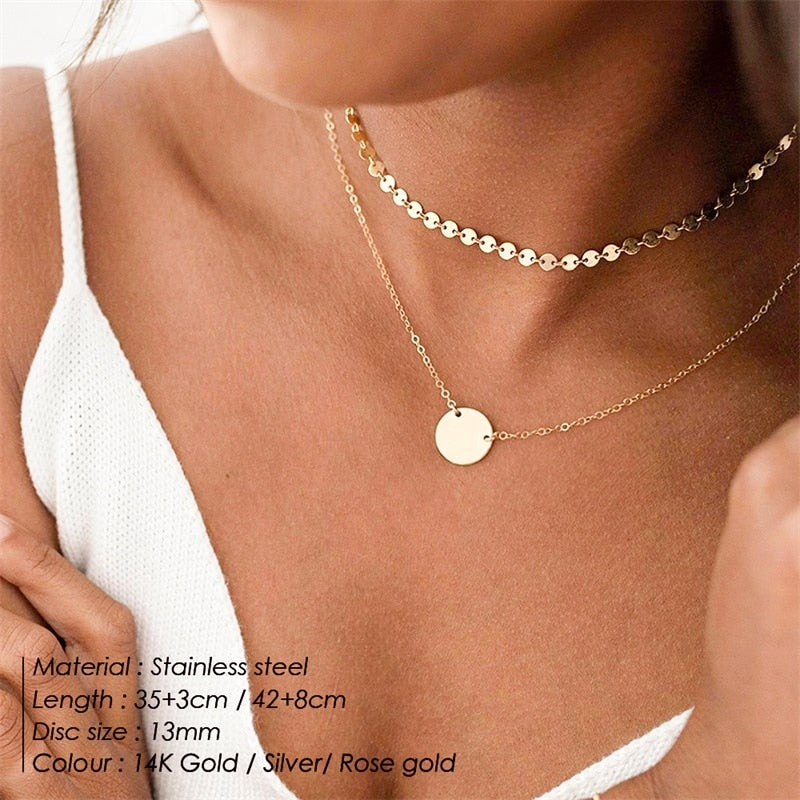 3pcs Separated Stainless Steel Layered Necklace