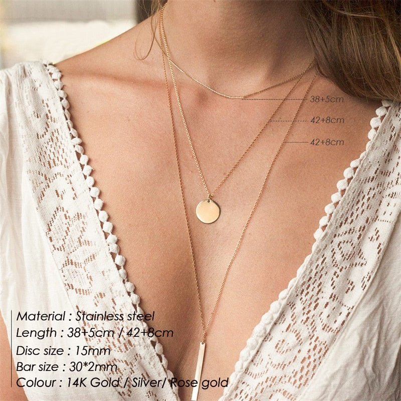 Stainless Steel Layers Necklace