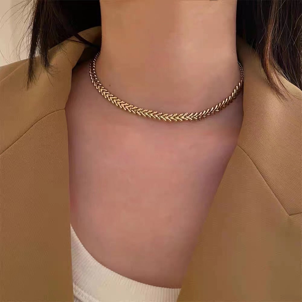 Bone Shape Stainless steel Chokers Necklace