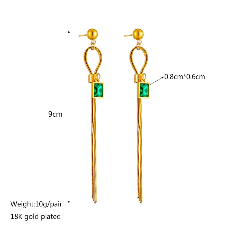 Zircon Long Pendant Earring