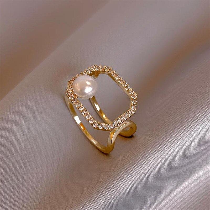 Geometric Round Square Adjustable Rings